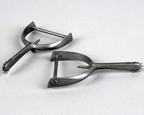 Spurs worn by Private William Sewell, 1854. Sewell was so badly injured in the charge that he had to have a plate put in his head.