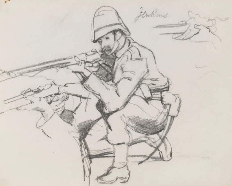 Study of Private David Jenkins, one of Lady Butler's sketches for her oil painting 'The Defence of Rorke's Drift'
