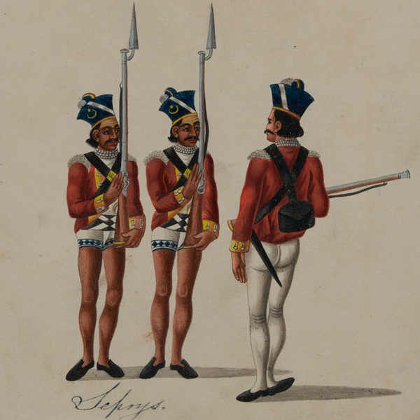 Sepoys and an Indian officer, c1815