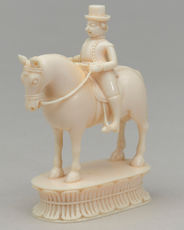 White knight, chess piece, India, 1820