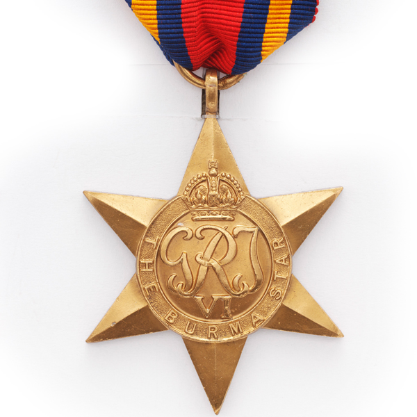 Burma Star 1941-45, awarded to Major J W Parkinson, Indian Army Reserve and Indian Electrical and Mechanical Engineers.