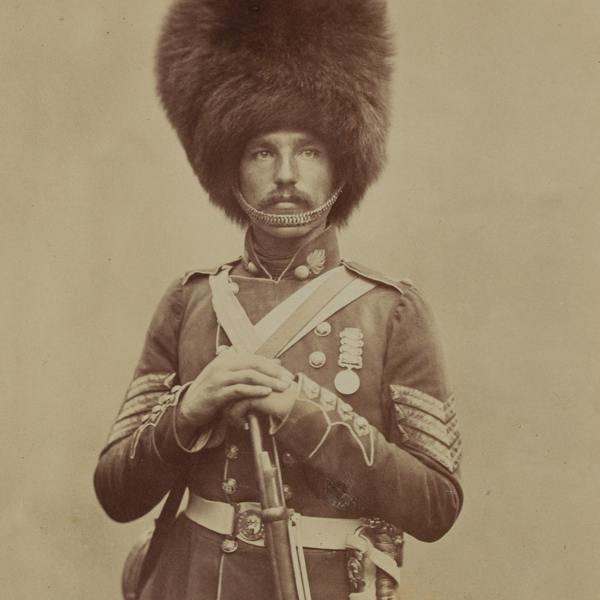 Sergeant William Powell of the Grenadier Guards after the Crimean War, 1856. He wears his sergeant's stripes on his upper arm.