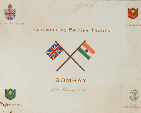 Programme for the final 'Farewell to British Troops', Bombay, 28 February 1948