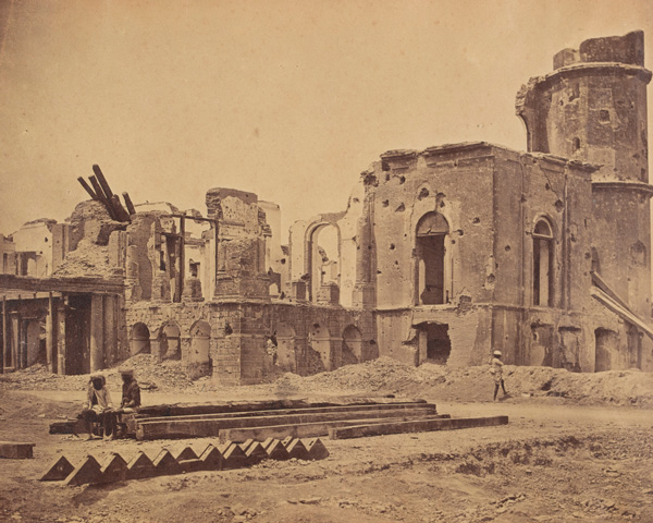 The ruined front of the Lucknow Residency, 1858