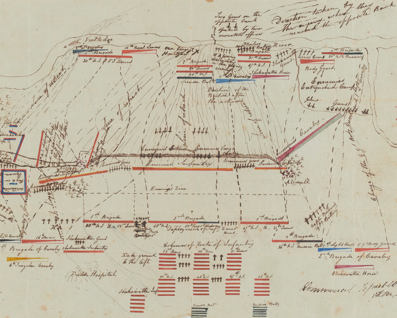 Plan of the Battle of Aliwal by Lieutenant Shakespear Sage, 30th Bengal Native Infantry, 1846