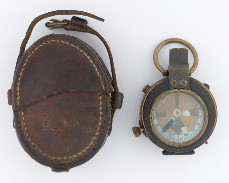 Francis Grenfell's prismatic compass and case, 1914