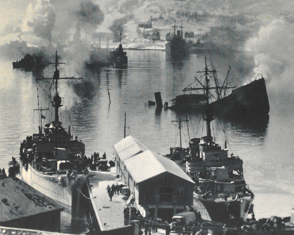 Bombed shipping at Narvik, 1940