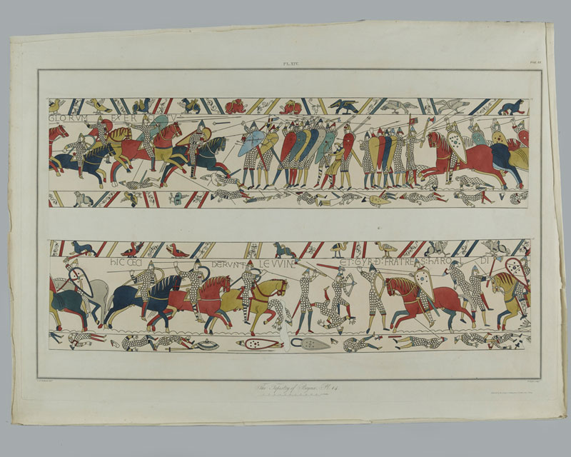 This engraving of the Bayeux Tapestry depicts the Battle of Hastings in 1066. King Harold’s army included the fyrd, made up of men serving under local magnates at his request.