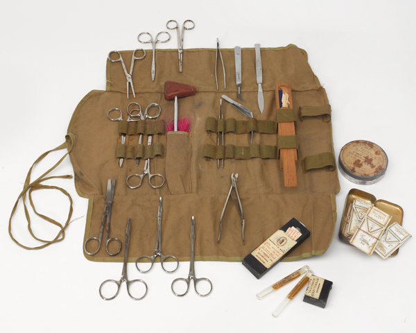 Medical kit used by Major John Grice who treated many of the sick and starving at Belsen, 1945