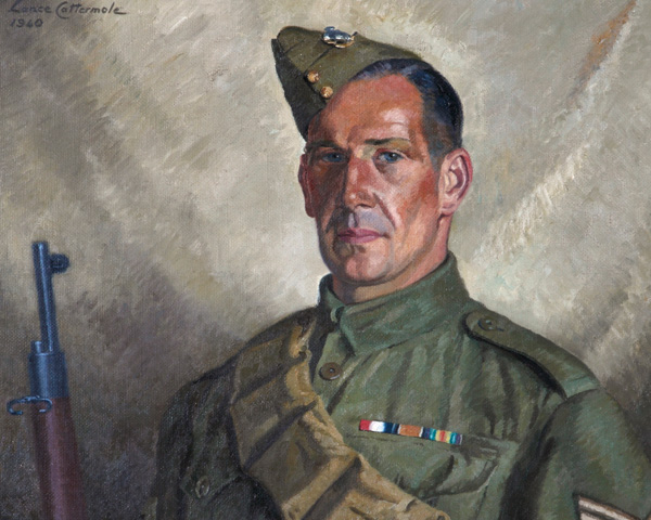 Sergeant Percy Stanford, Sussex Home Guard, by Lance Cattermole, 1940