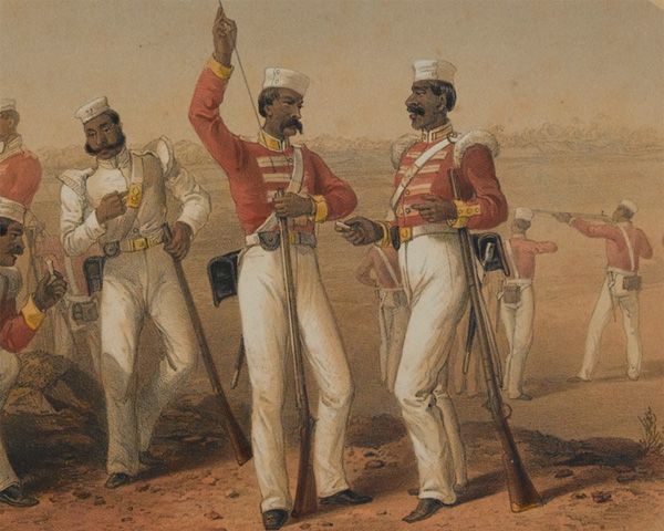 Sepoys at rifle practice, 1857
