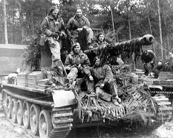 The crew of an 11th Armoured Division Challenger tank near Udem during the Reichswald battle, 4 March 1945