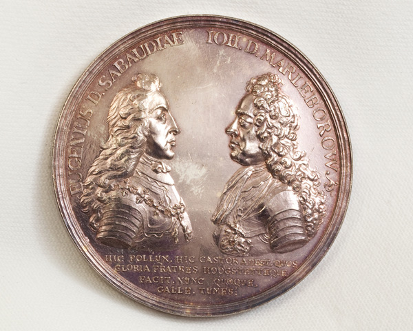 Silver medal commemorating the Battle of Blenheim and depicting Prince Eugen and the Duke of Marlborough, 1704