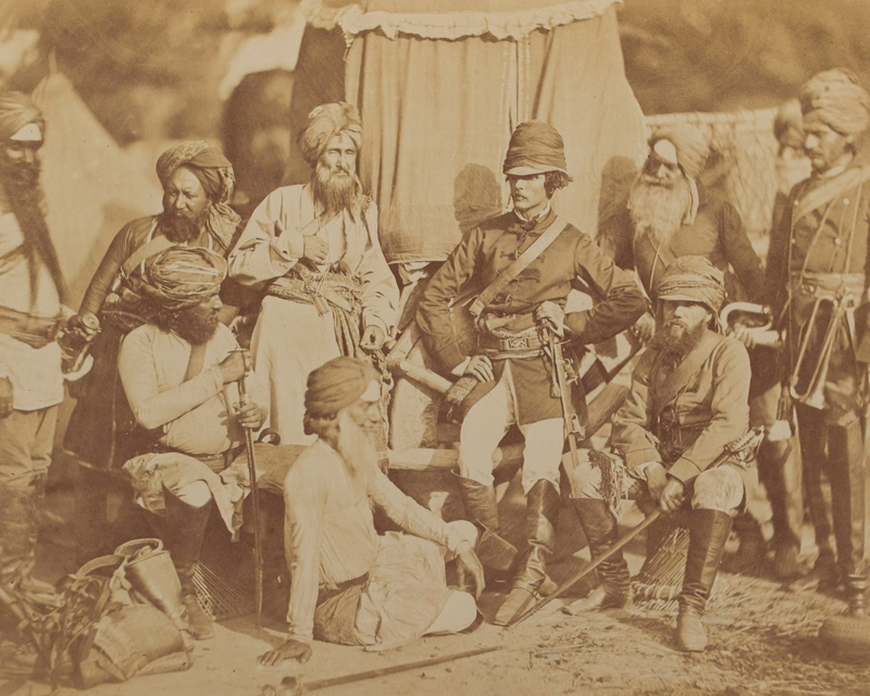 Sikh and British officers of Hodson's Horse during the Indian Mutiny, 1858