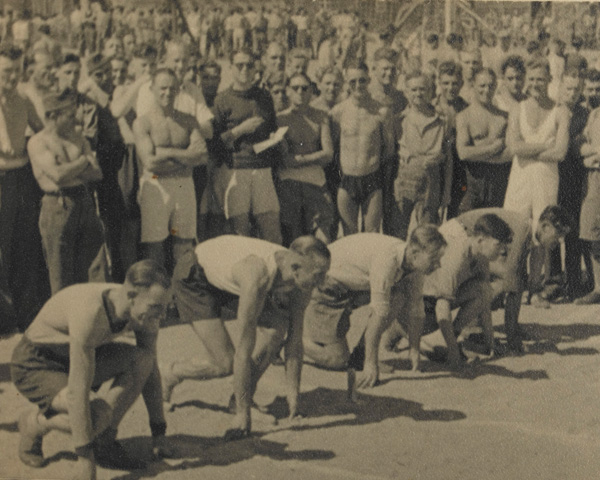 Regimental sprint race at Stalag XXB in Marienburg, Germany, 1941