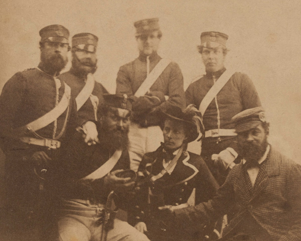 British soldiers with a cantinière in Crimea, 1855. 