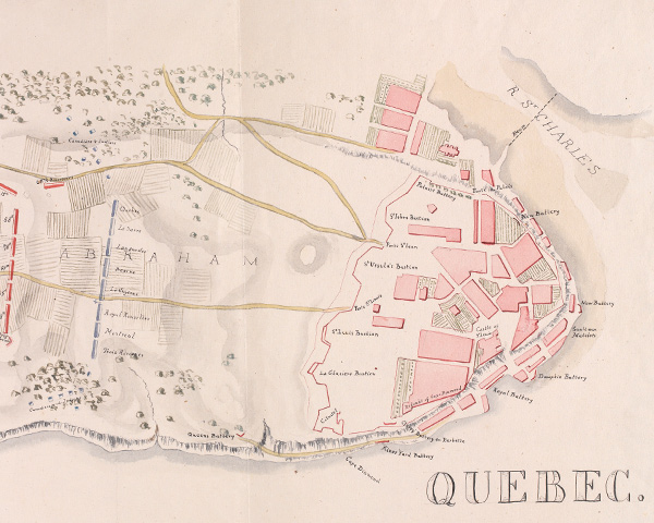 Watercolour map of Quebec, 1759