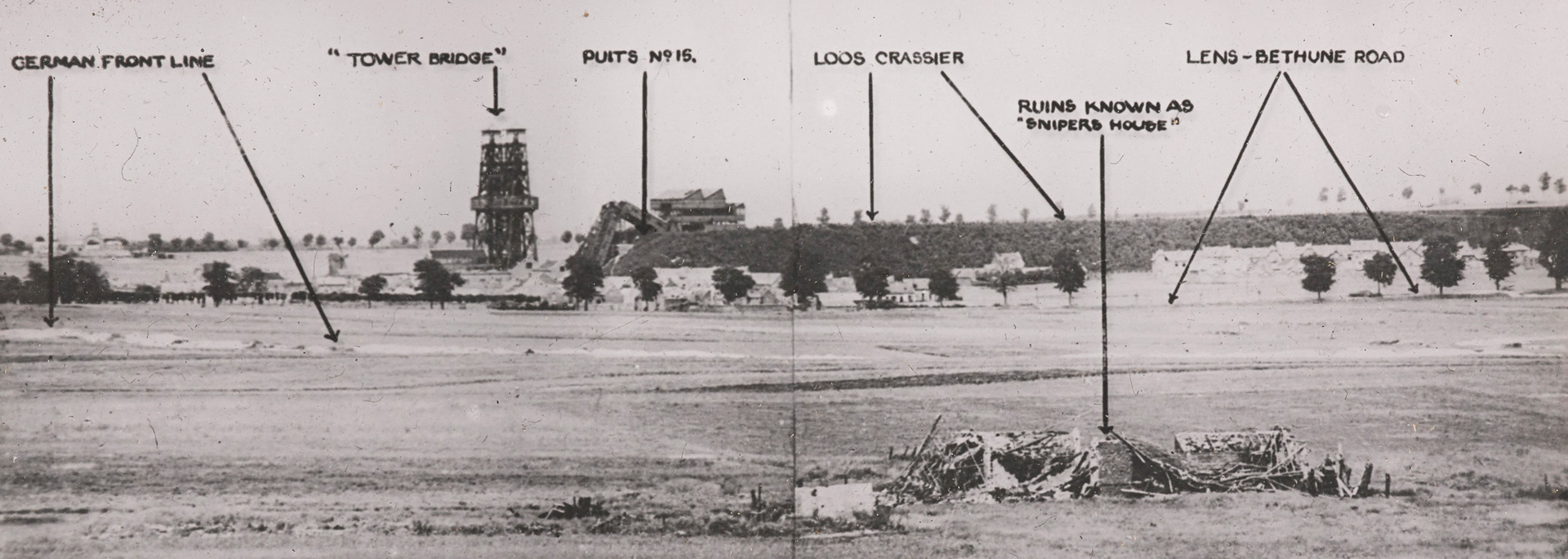 A panorama of a section of the Loos front taken on 30 September 1915 