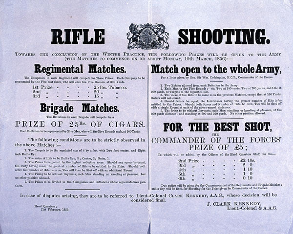 Poster announcing a rifle shooting competition, 1856