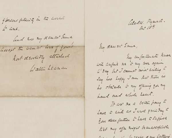 Lieutenant Walter’s reply to Emma, after she has agreed to marry him, 18 October 1860
