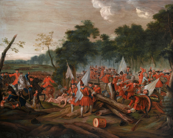 Storming the wooden palisades at the wood of Tanieres, Malplaquet, 1709