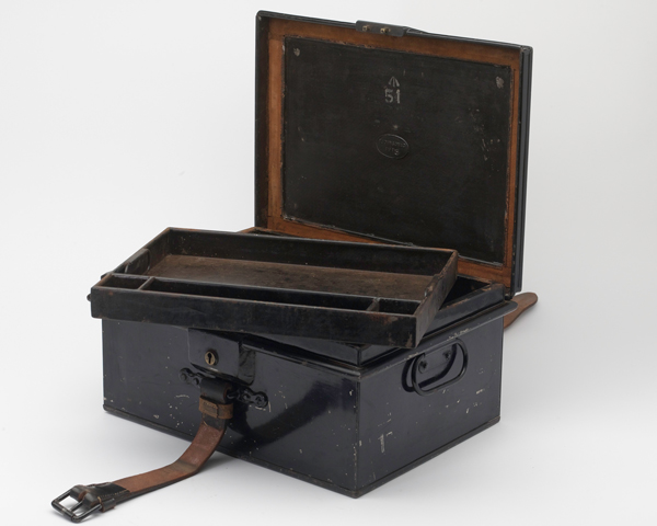 Stationary box for purchasing horses used by Dr Reginal Hill of the Army Remount Department , c1914