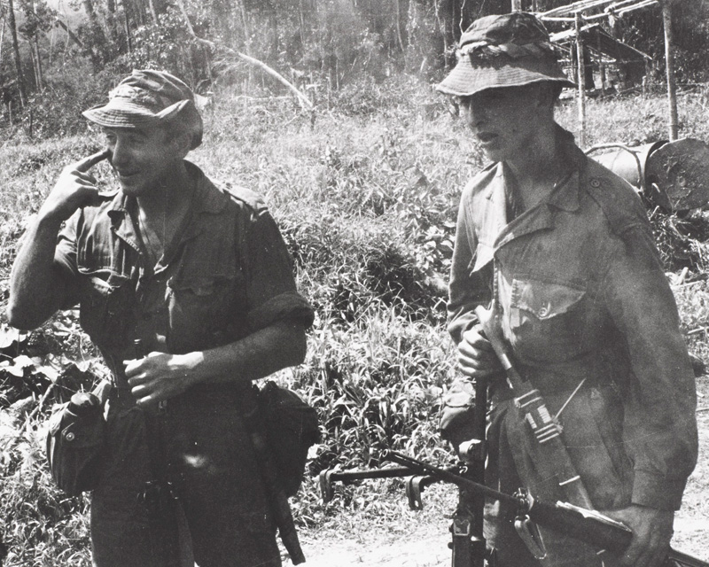 Soldiers at Nanga Gaat on the Rejang River, North Borneo, 1964