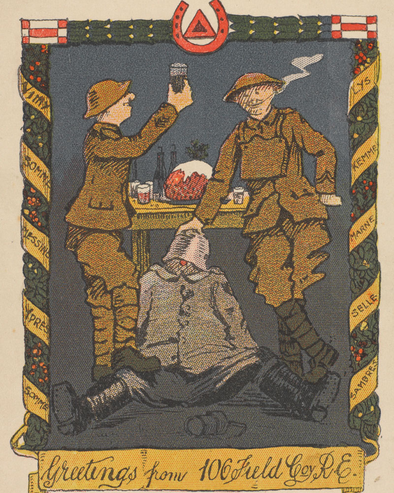 Christmas card sent by Sapper Fred Rushworth of the Royal Engineers, 1918