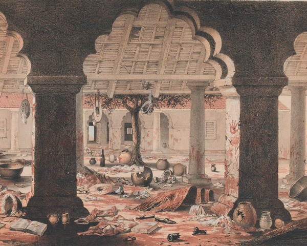 Scene of the massacre of British women and children at Cawnpore, 1857