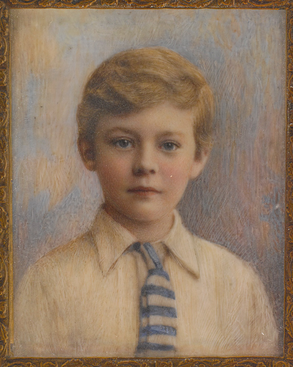 Miniature portrait of Lieutenant-General Robert Stone as a boy, artist unknown, c1900