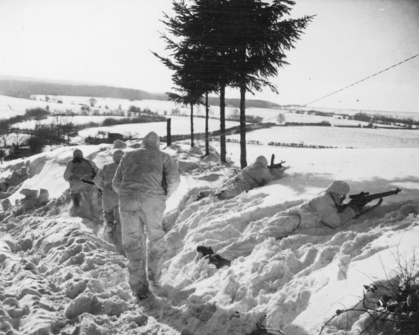 Men of 6th Airborne Division on patrol, Belgium, 14 January 1945