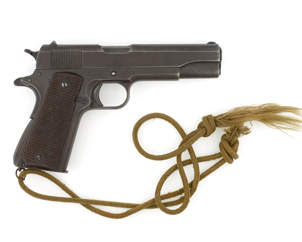 Colt 45 automatic pistol carried at St. Nazaire by Lieutenant Colonel Augustus Newman who won the Victoria Cross during the raid 