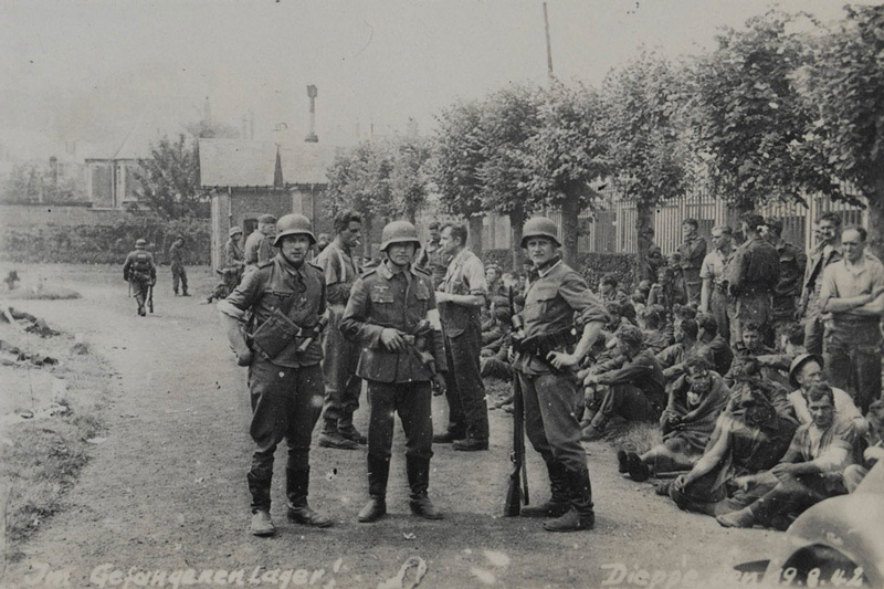 Prisoners under guard at Dieppe, 1942
