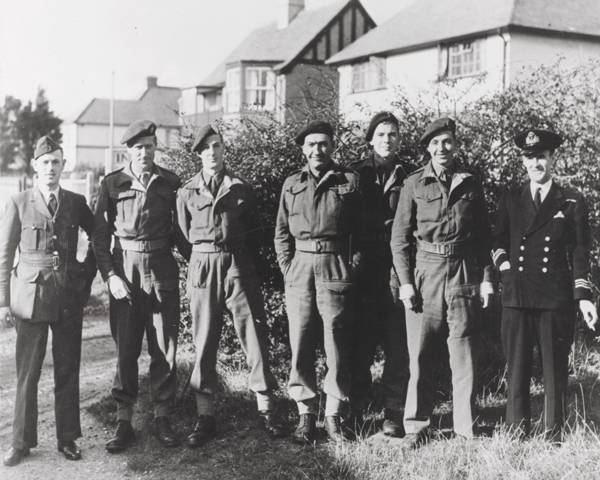 Members of No 2 Special Boat Section, including Roger Courtney (centre) at Hillhead, Hampshire, 1943 