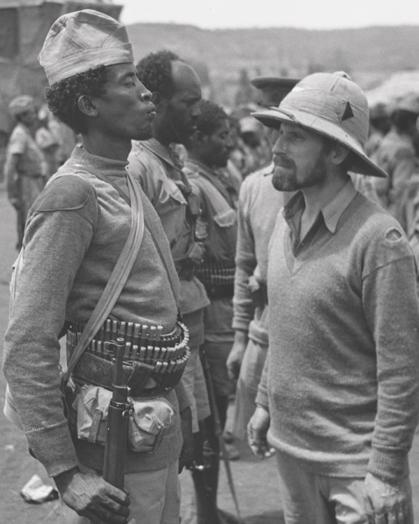 Major Orde Wingate inspects an Ethiopian soldier in Dambacha, March 1941