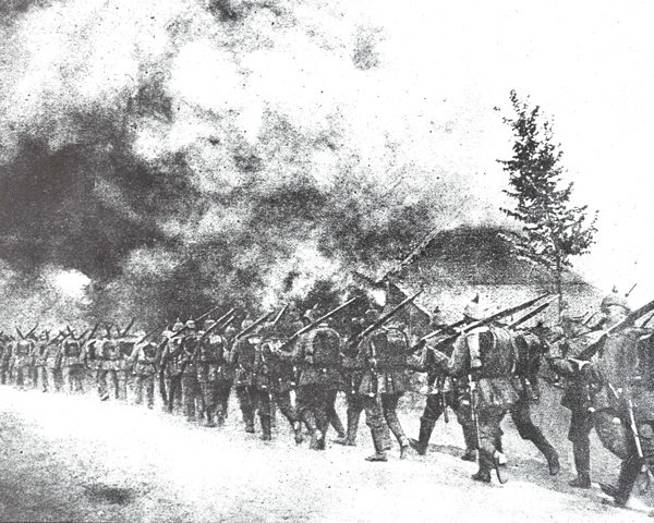 Germans firing a Belgian village, 1914