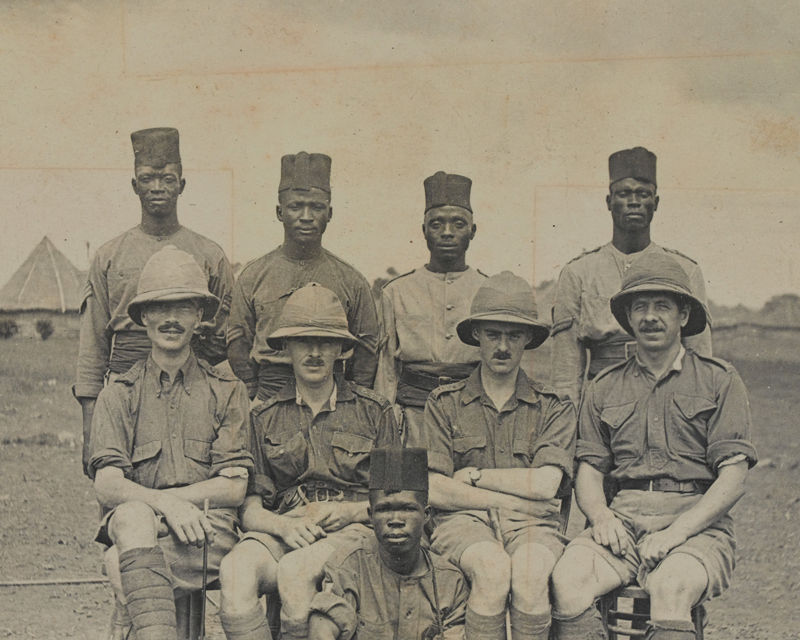 African soldiers and British officers of the West African Frontier Force, 1914