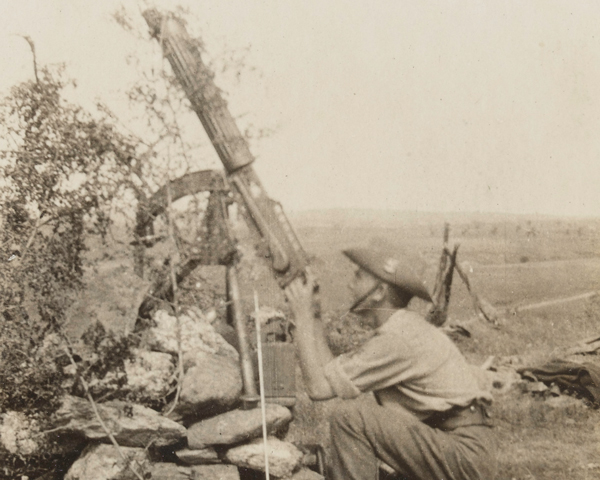 Using a Vickers gun against aircraft, Salonika, 1916 