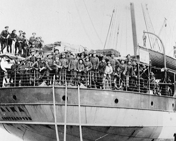 South African troops departing Cape Town for German South-West Africa, 1914
