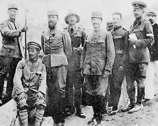 General Henri Gouraud (third left), commander of the French Corps in the Dardanelles, with his staff, 1915