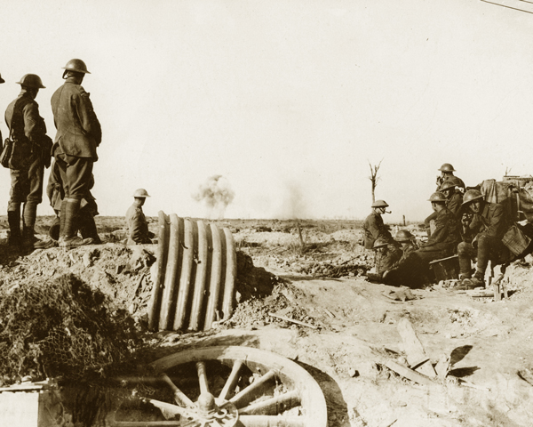 Watching shell-bursts on Pilckem Ridge during the Battle of Langemarck, 18 August 1917