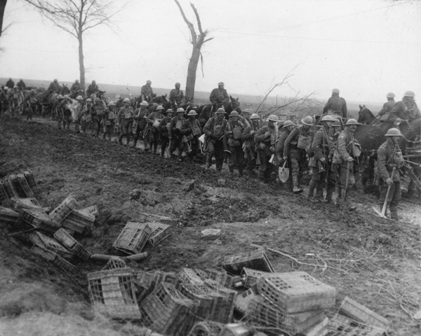 Working parties following up the advance along the Arras-Cambrai Road, April 1917