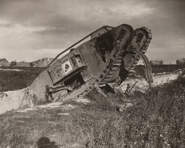 A knocked-out British tank near Bourlon Wood, November 1917 