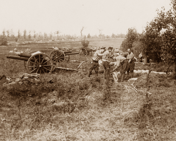 Gunners dig in on captured territory during the Battle of Messines Ridge, June 1917