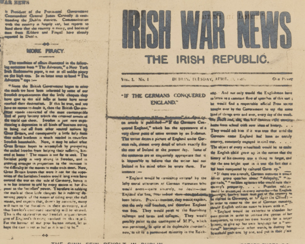 'Irish War News', a newspaper published by the rebels, 1916
