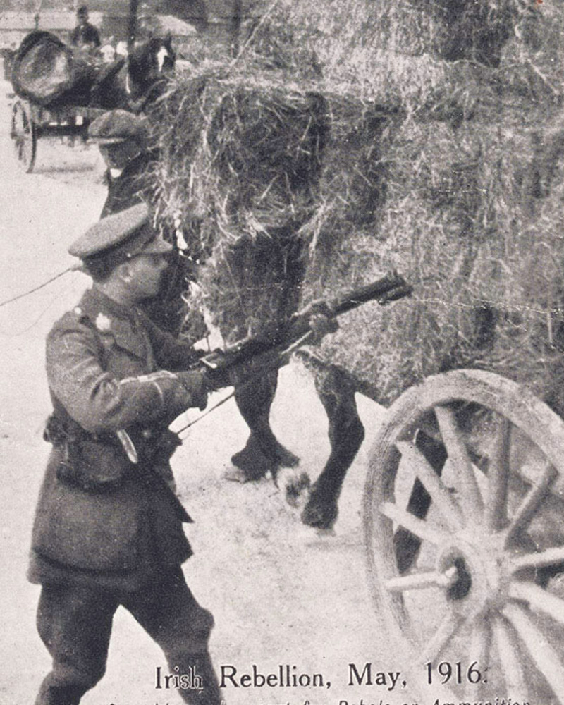 A British officer searching a hay cart, May 1916