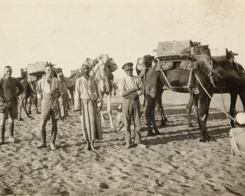 British soldiers with members of the Egyptian Camel Transport Corps, 1917 