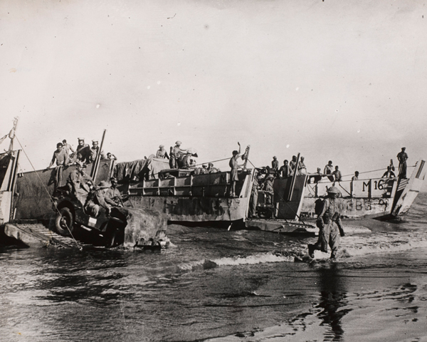 Troops landing on Akyab Island, 1945 