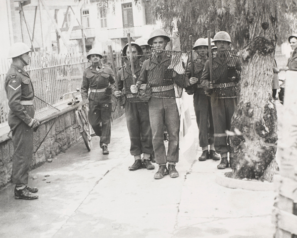 Men of the South Staffordshire Regiment on riot duty in Nicosia, 1956