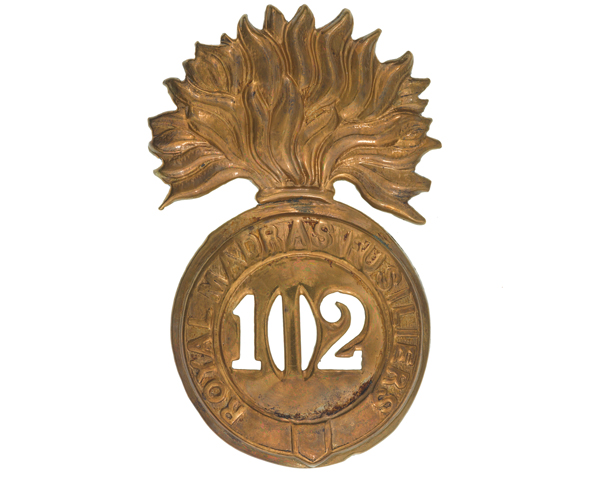 Glengarry badge, 102nd Regiment of Foot (Royal Madras Fusiliers), c1874